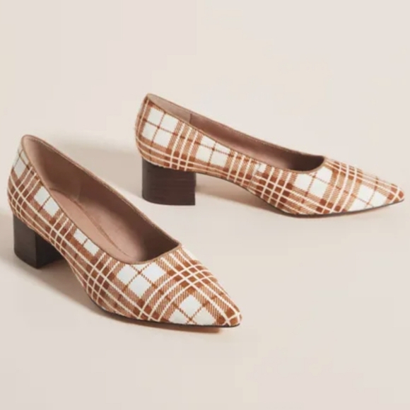 Anthropologie Seraphina plaid calf hair block heels - Picture 1 of 14